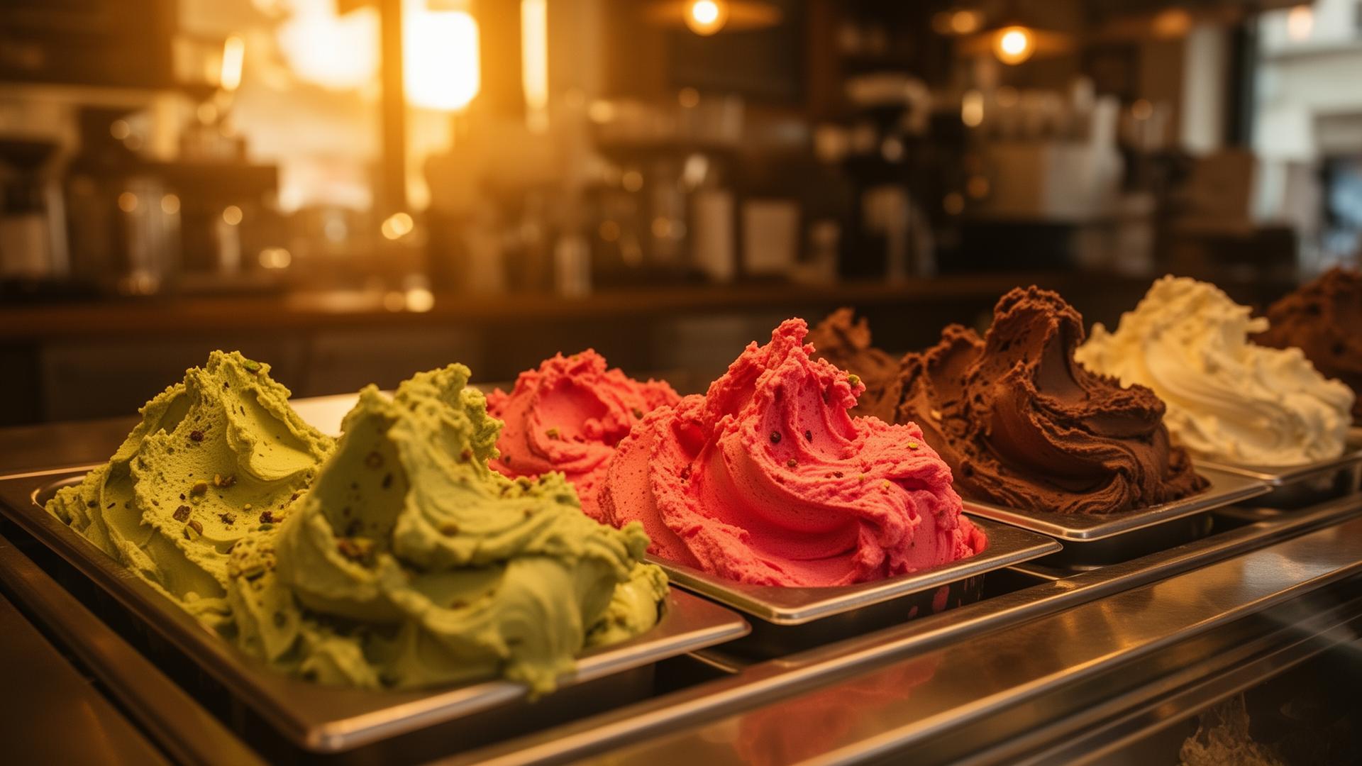 Hausgemachtes italienisches Eis im Eiscafé Augusta